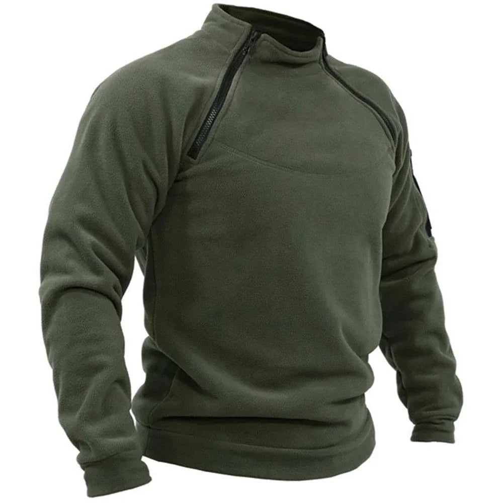 Men's Long Sleeve Tactical Hoodies Military Outdoor Pullover Zippers Pullover Fleece Windproof Thermal for Hiking Camping Army