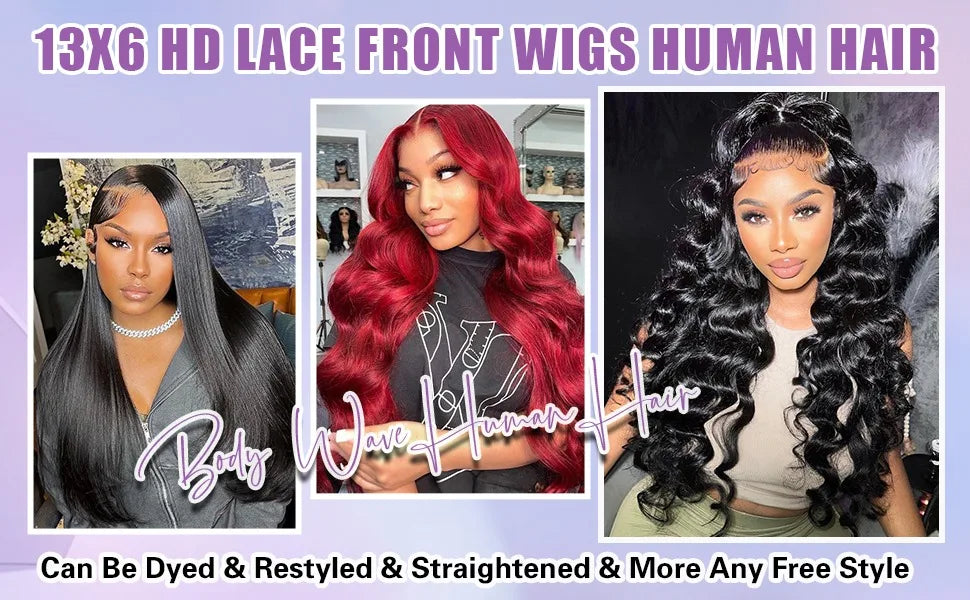 250 Density Body Wave Lace Front Human Hair Wigs 13x4 13x6 Transparent Lace Frontal Human Hair Wigs 40 Inch Pre Plucked Lace Wig