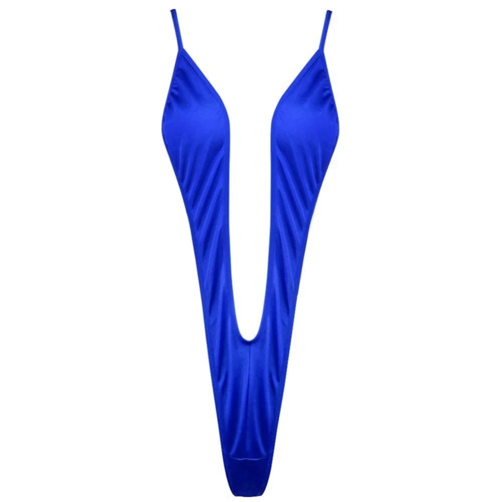 Women Sexy Lingerie Bodysuit Swimsuit Tempt Backless Deep V Bikini High Stretch Three-Point Bikini Swimsuit Clubwear