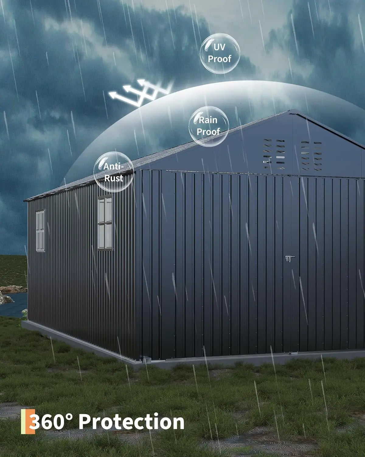 12x20 FT Enclosed Metal Carport Reinforced Frame Steel Roof All-Weather Full-Sized Pickup Truck Garage Shed, Customized