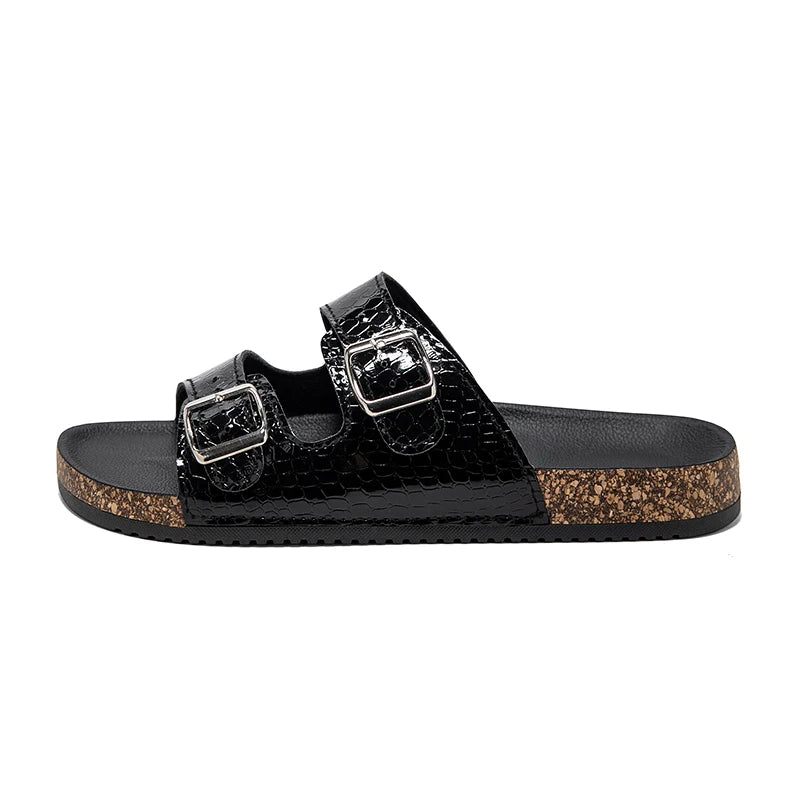 Summer Sandals for Men, Casual Beach Shoes with Double Buckles, Breathable and Anti-Odor, Business Style