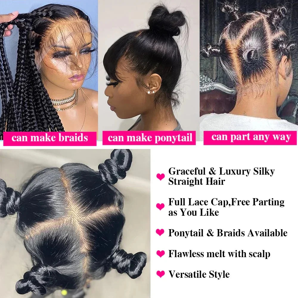 250% Full lace wig human hair wigs 100% human hair Brazilian PrePlucked hd Lace wigs 360 Straight human hair full lace wig