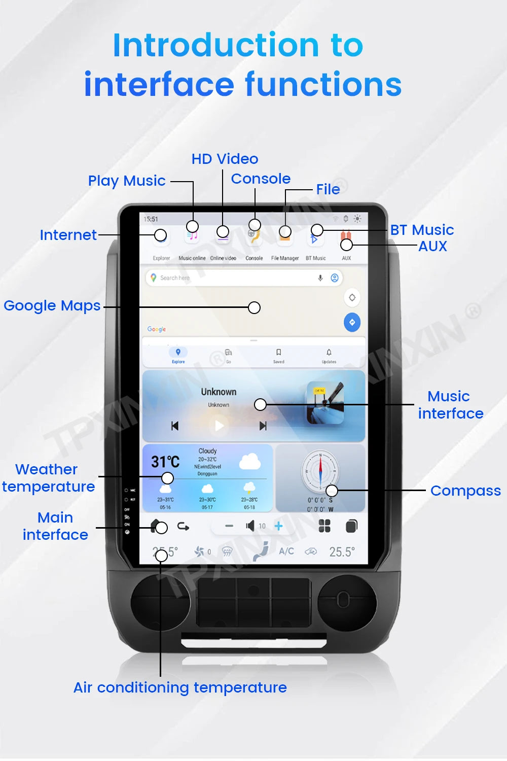 14.4 Inch Screen Android Radio For Ford F150,F250, 2015 2016 2017 2018 2019 2020 2021, Car GPS Navi Multimedia Player Head Unit