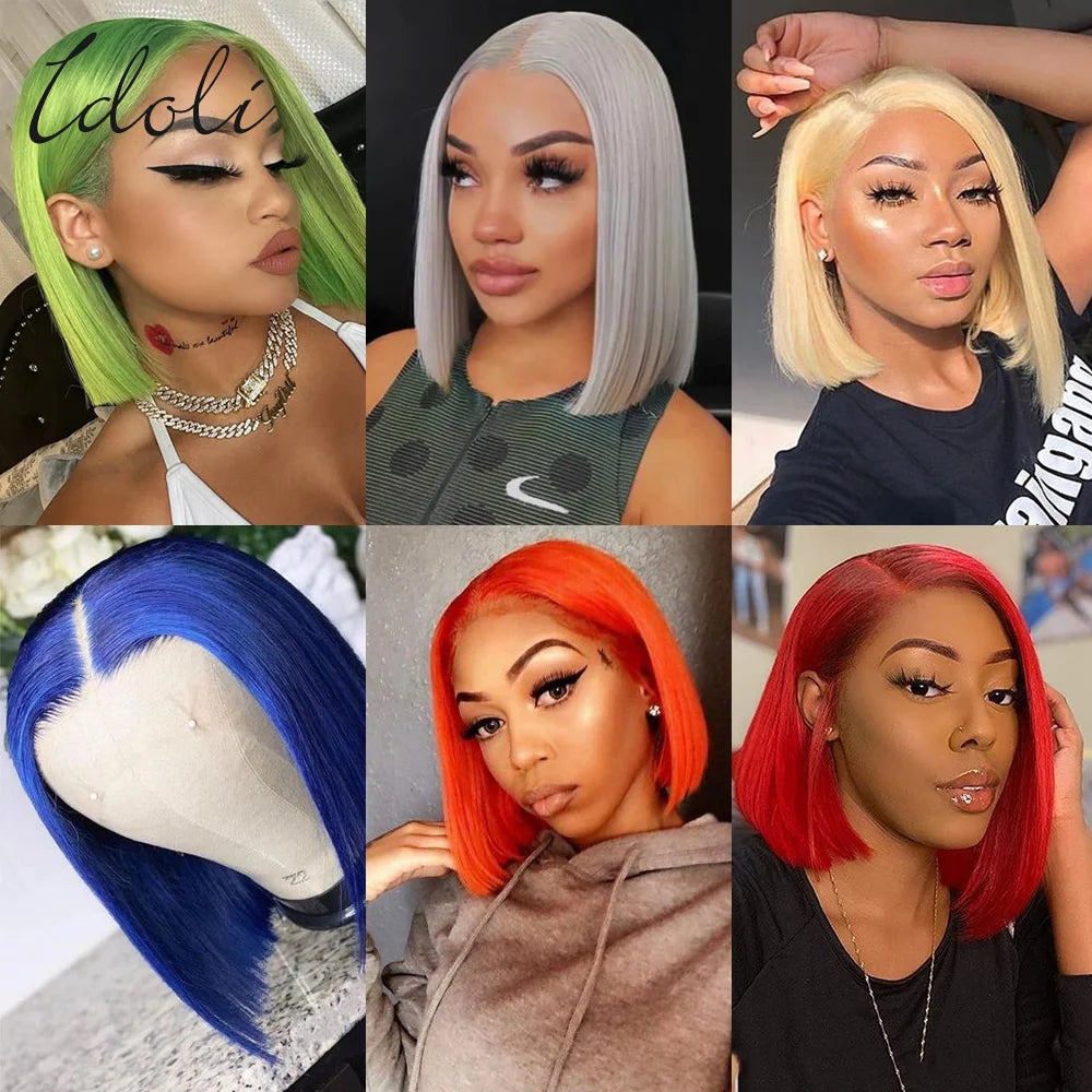 P27/613 Lace Front Wig Human Hair 13x4 Wear And Go Glueless Wigs Human Hair HD Blonde Highlight Lace Front BOB Wig Human Hair