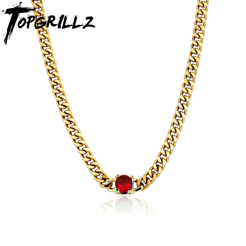 TOPGRILLZ 3MM Stainless Steel Cuban Chain With Cubic Zirconia Hip Hop Silver Gold Color Necklace Jewelry For Women
