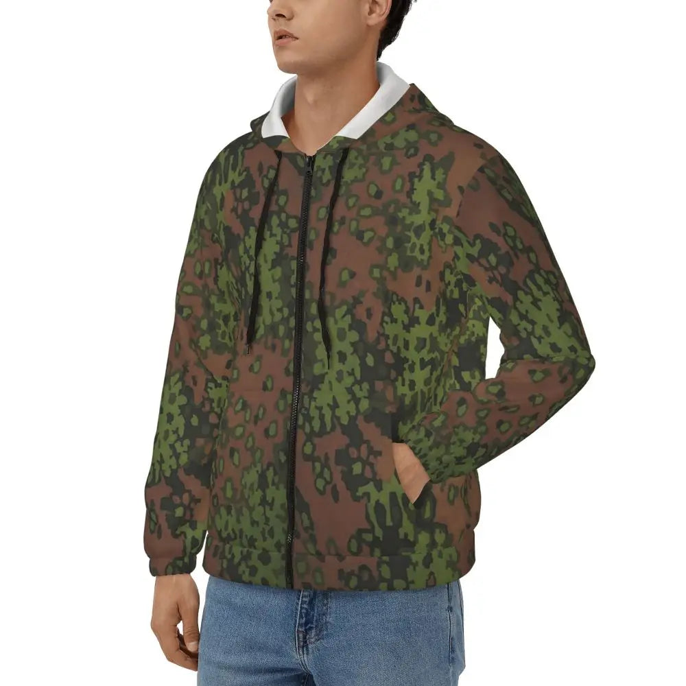 Splintertarn German WW2 Camouflage Army Military Camo Zipper Hoodies Pullover Autumn Winter Sweatshirt Long Sleeve Tops