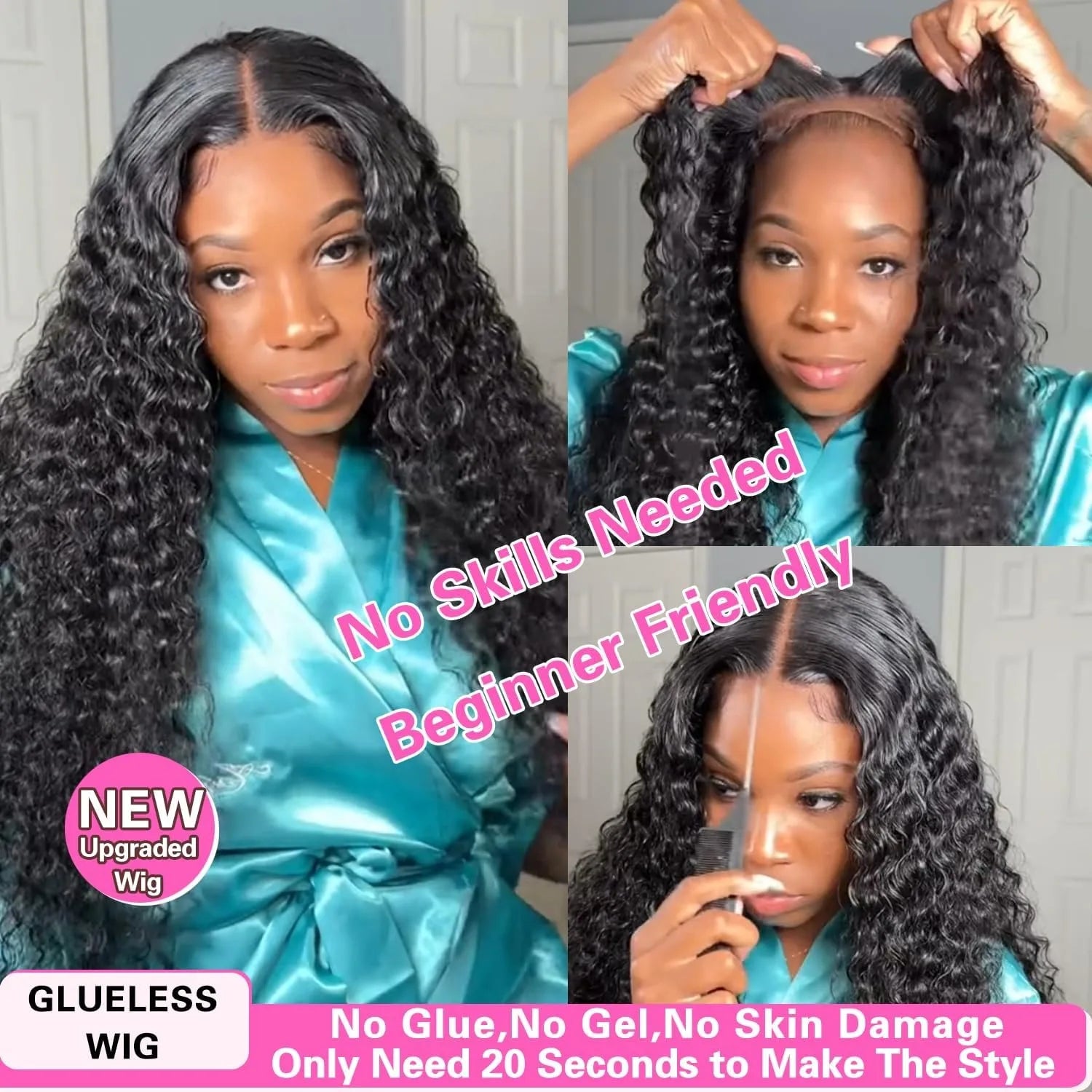Hidden Strap Deep Wave 360 HD Full Lace Frontal Wigs Human Hair Pre Plucked 12A Glueless Brazilian Virgin Wig With Drawstring