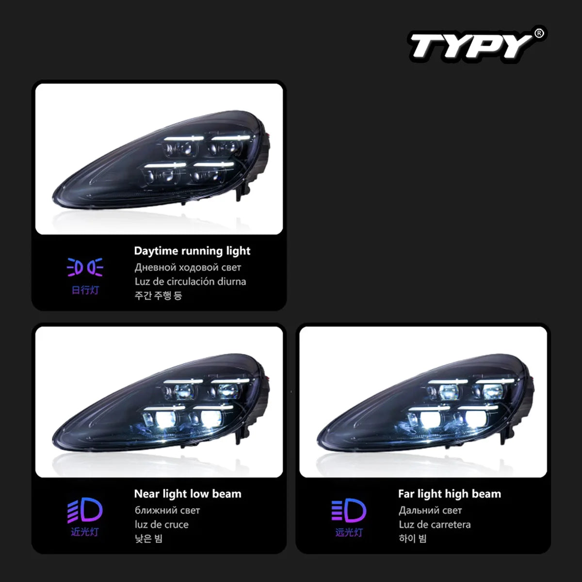 TYPY Car Accessories For Porsche Cayenne Headlights 2011-2017 958LEDMatrix Head Lamps Upgrade 2024 Style