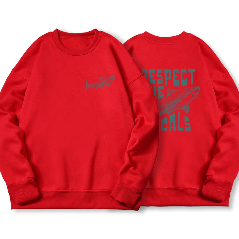 Respect The Locals Shark Male Hoodies Fashion Casual Hoodie Oversize Loose New Sweatshirts Autumn Warm Fleece Clothing Women