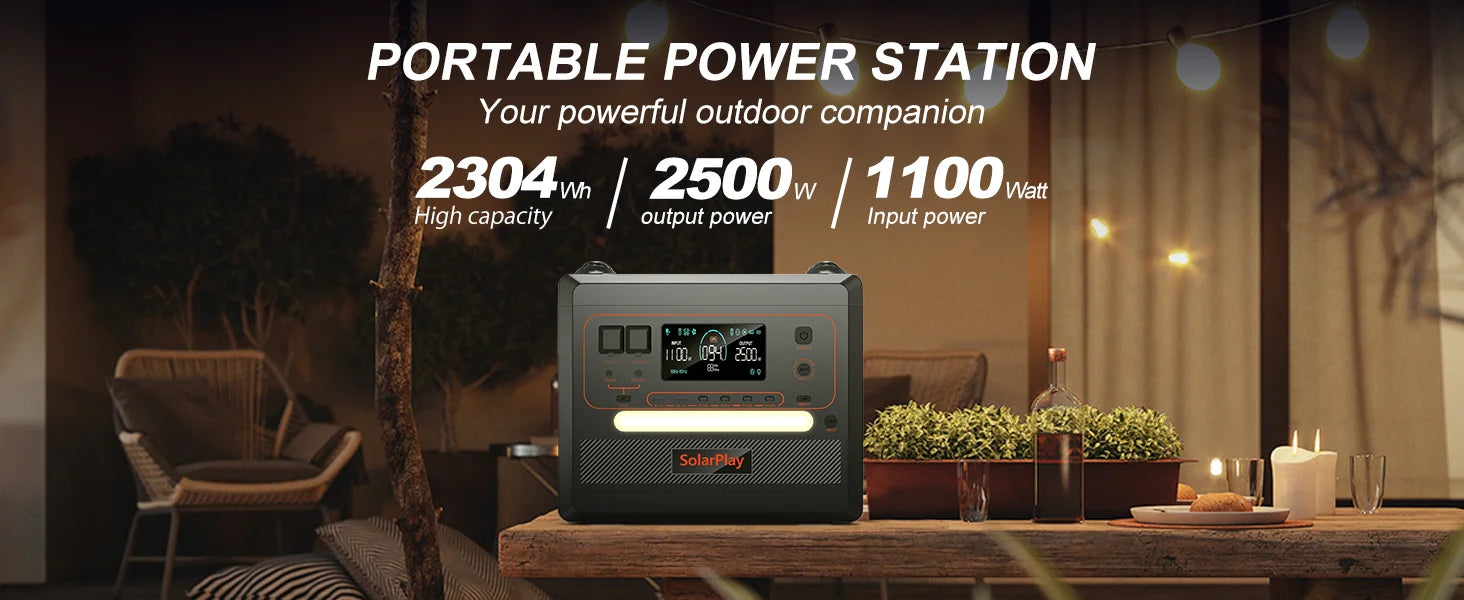 Solar Generator 2160WH 2304WH Long-life LiFePO4 Portable Power Station & 200W Solar Panel for Home Campervan Up to 2400W Output