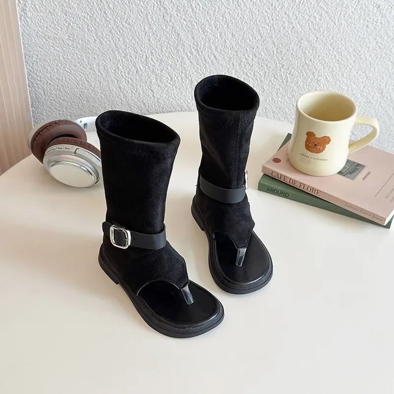 Summer sandals for girls, soft-soled Roman shoes, women's fashion, children's fashion, high-top, multi-heel, open-toe shoes