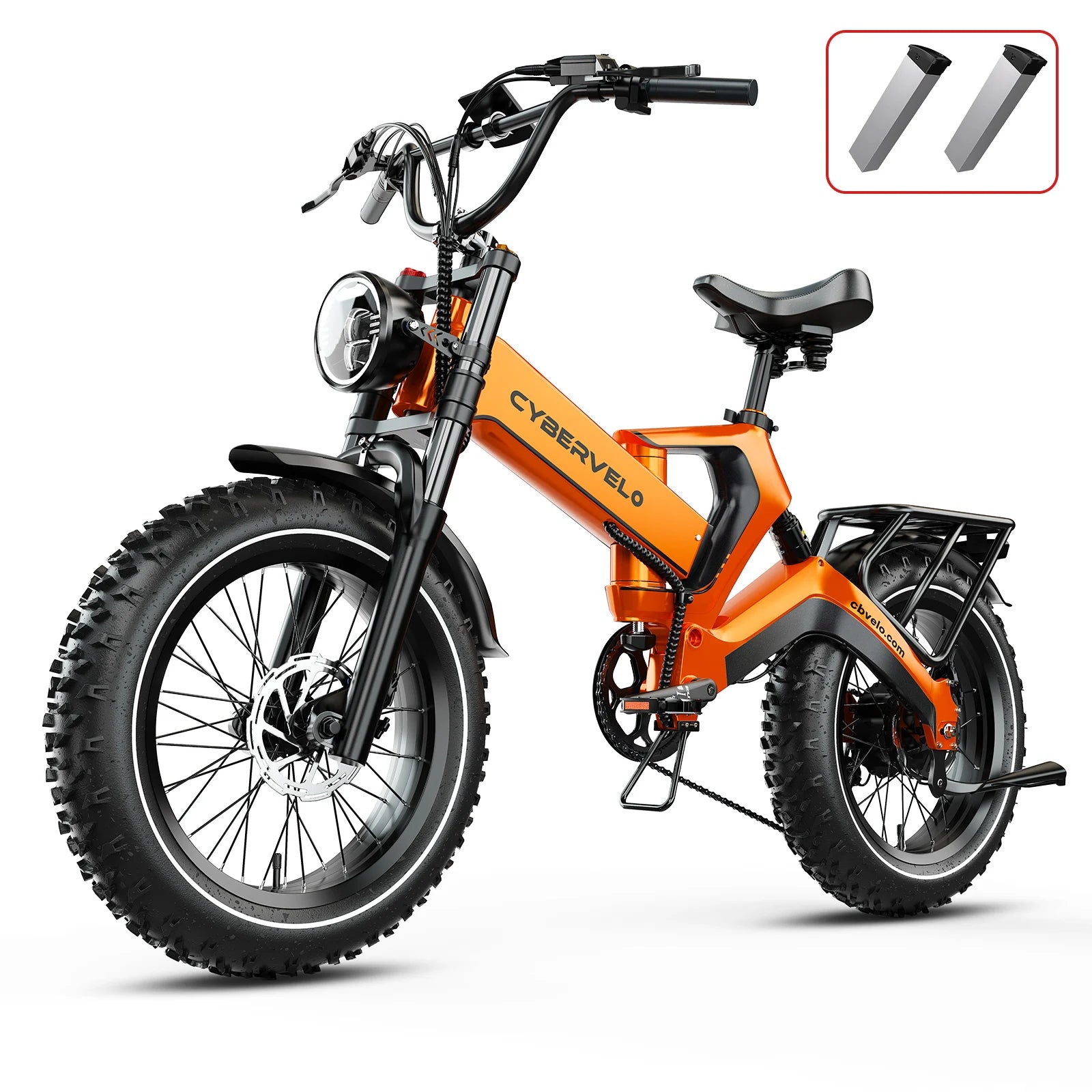 Cybervelo 20” Fat Tire 2000W Peak Motor Luxury Foldable ebike,48V Removable Battery E Bicycle, 35+ MPH 100+Miles Long Range EK6