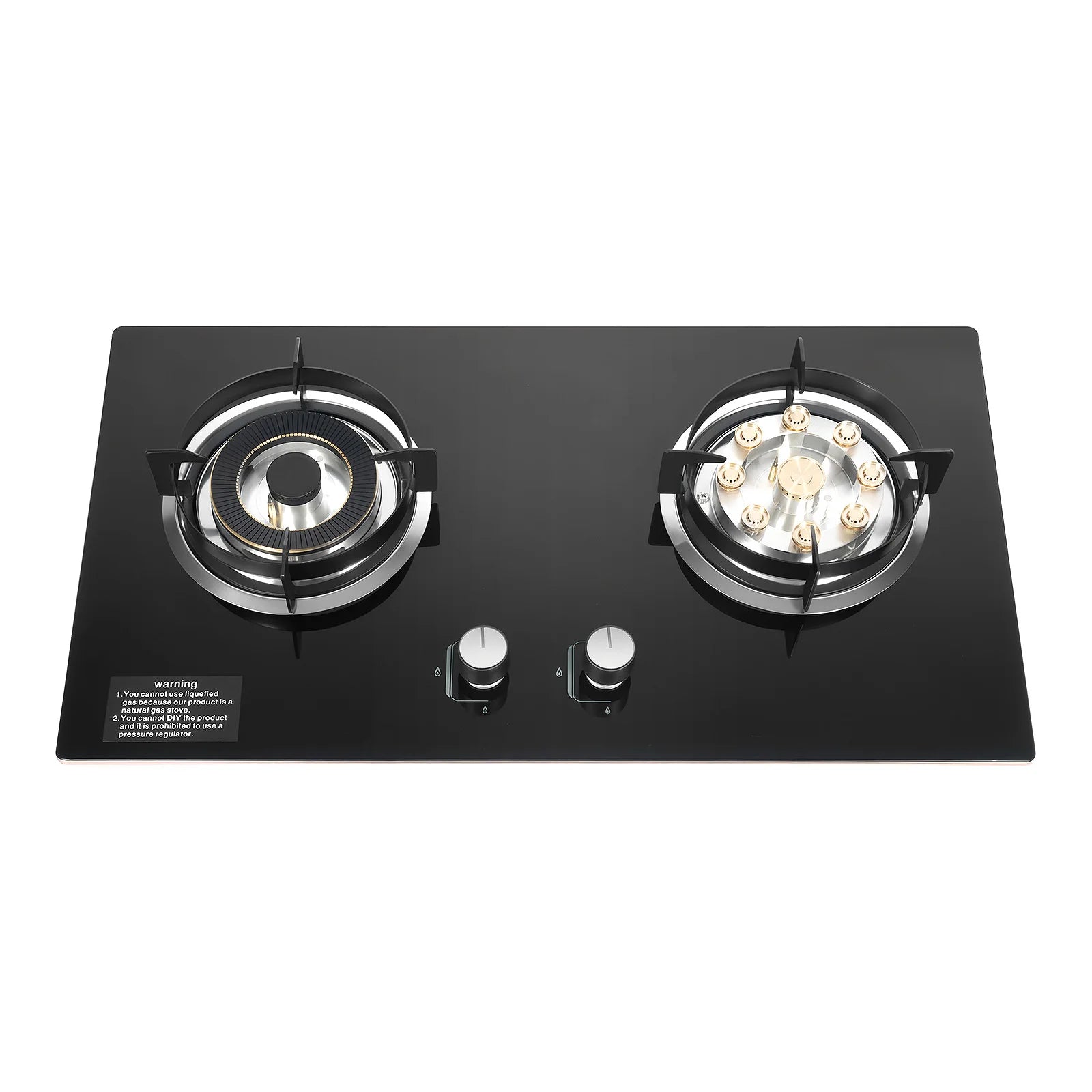 4.2KW+5.2KW Household Double Stove Hob Built in Gas Stove 2 Grade Dual-purpose Burner Natural Gas Tempered Glass Gasfornuis