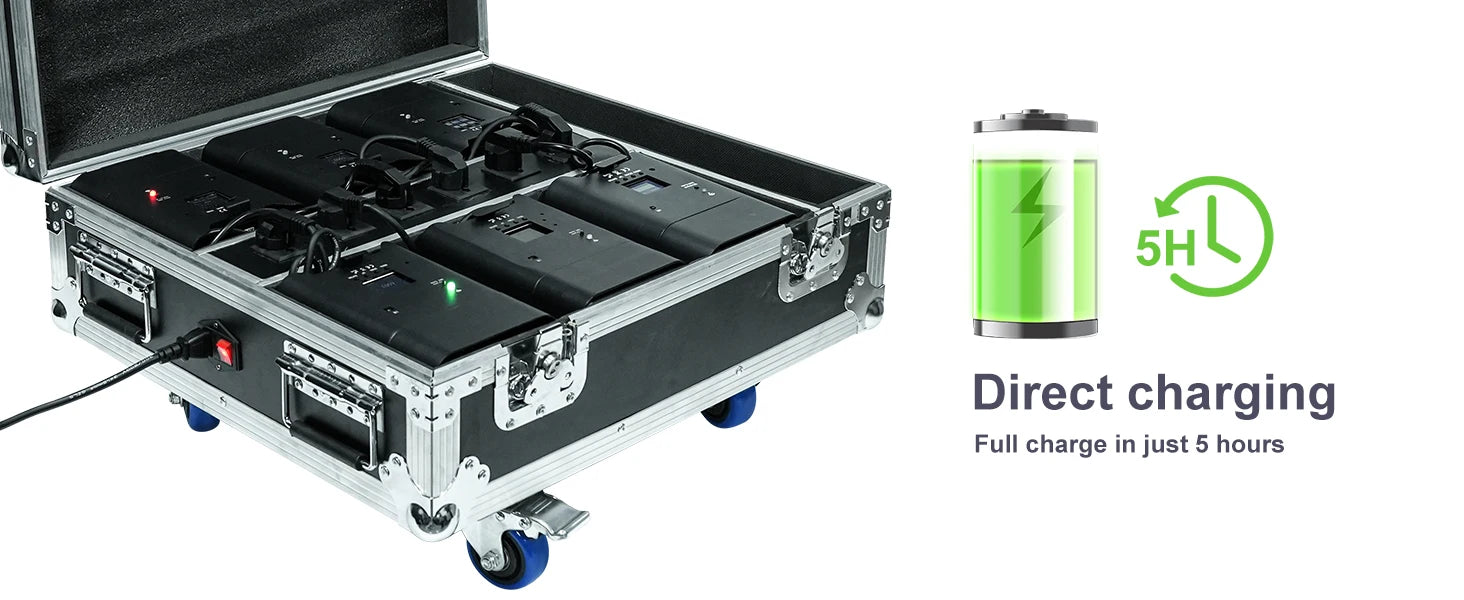 Yiflamefly 6Pcs Par Lights+1Pc Rechargeable Flight Case 80W 6IN1 RGBWA+UV Wireless Built-in Battery DMX Stage Light For DJ Disco