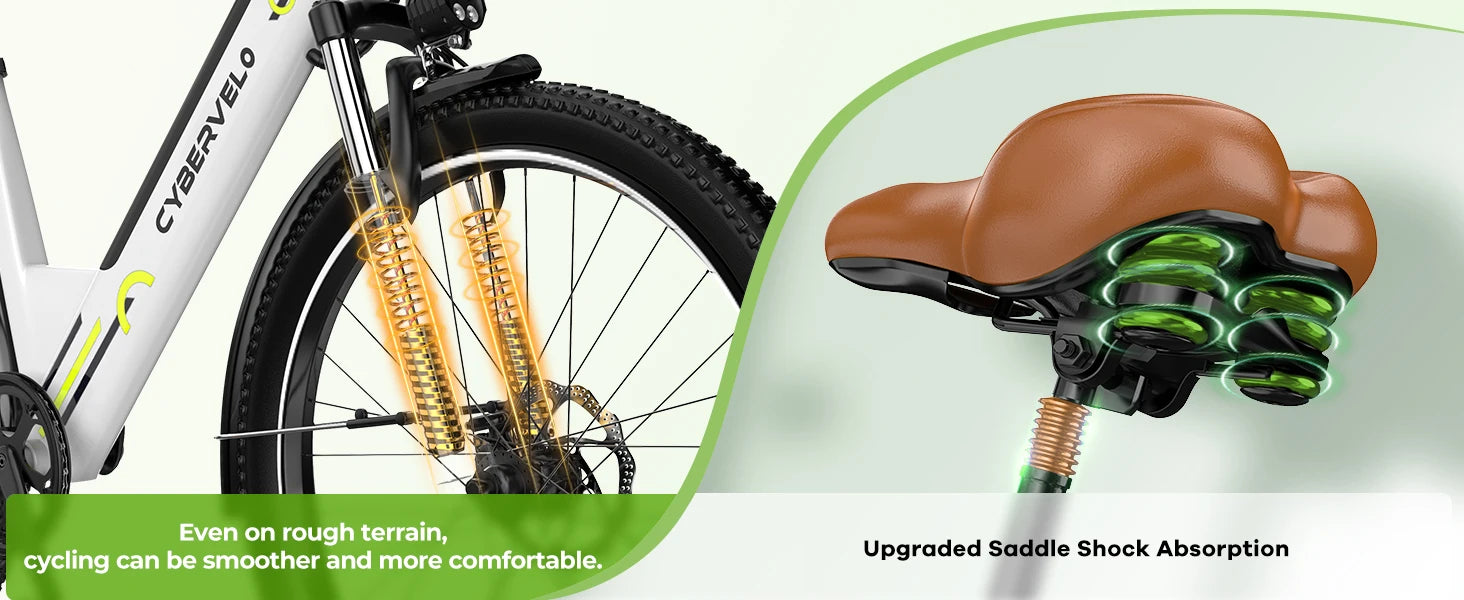 1000W Peak Electric Bike for Adults Cybervelo EK2 26" Step-Thru 14Ah Removable Battery 80Miles City Commuter Ebike