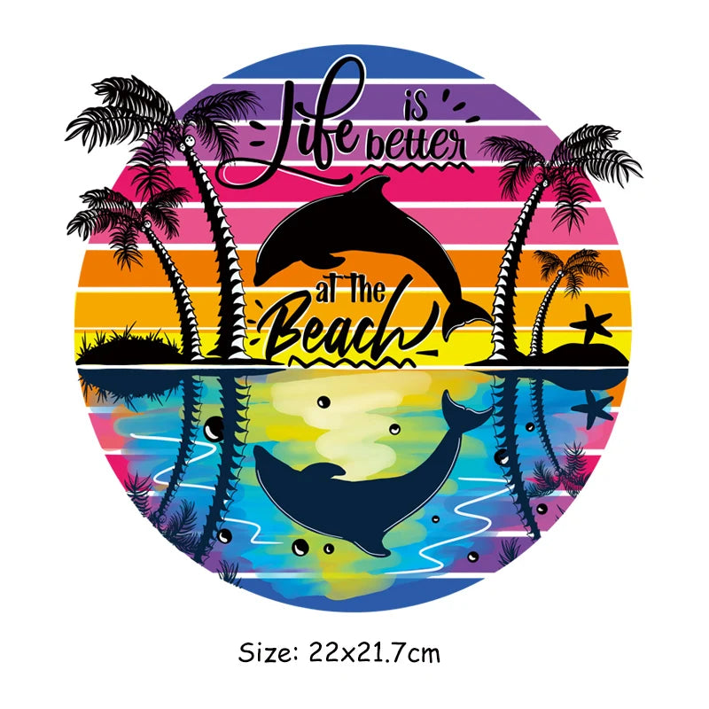 Summer Palm Tree Iron-On Transfers For Clothing Heat Transfer Diy Hoodies Clothes Stickers Stickers On The Fabric Man Woman