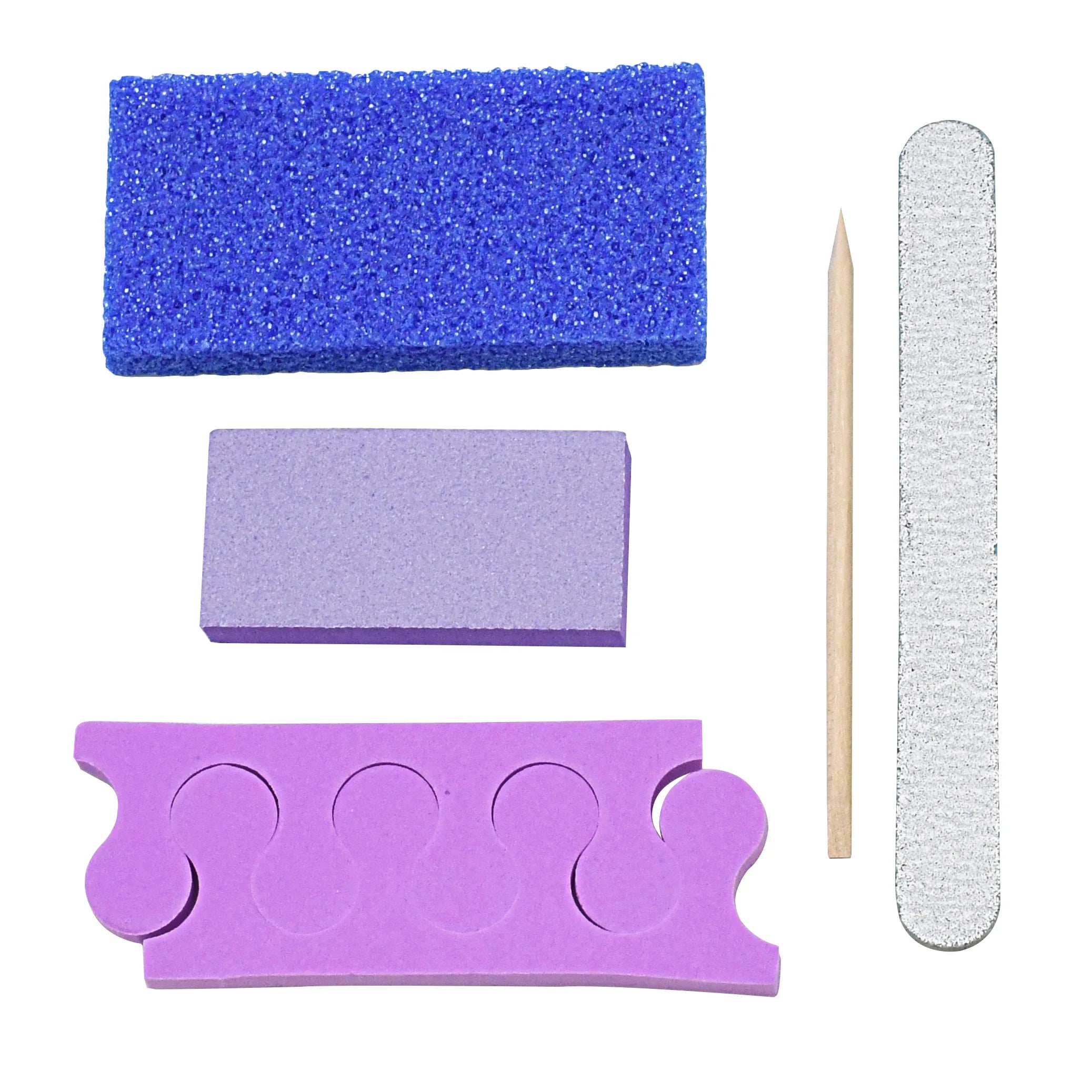 600 Sets/Carton Disposable 5Pcs Pedicure Sets Nail Art Sanding Sandpaper Wooden Nail File Kits Tools Set
