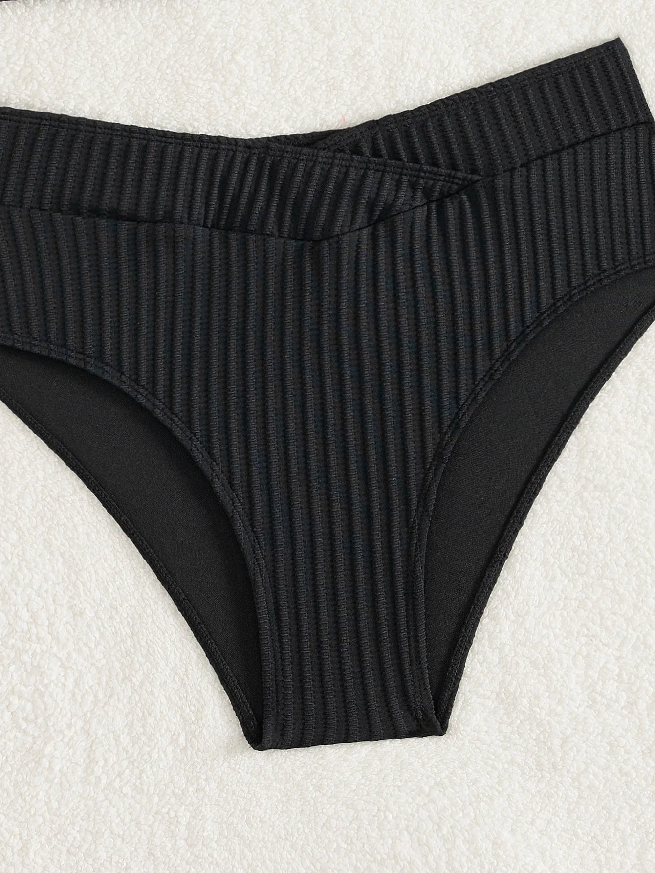 Sexy High Waist Bikini Set 2025 Women V Neck Ribbed Push Up Two Piece Swimsuit Summer Bathing Suit Holiday Swimwear Biquini