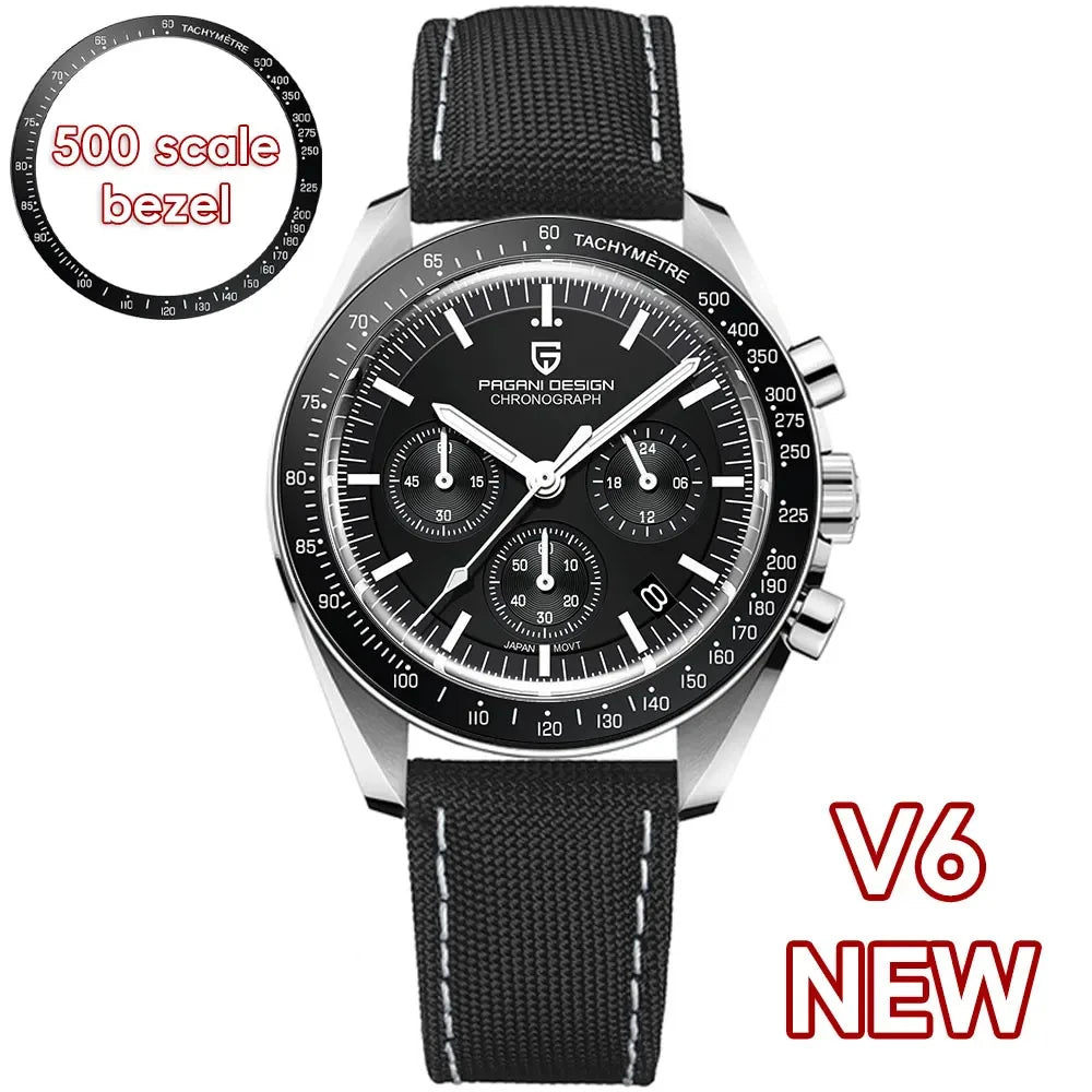 PAGANI DESIGN 2026 New Saturn Watch Luxury Quartz Watches For Men Stainless steel Luminous AR Sapphire crystal Chronograph Man