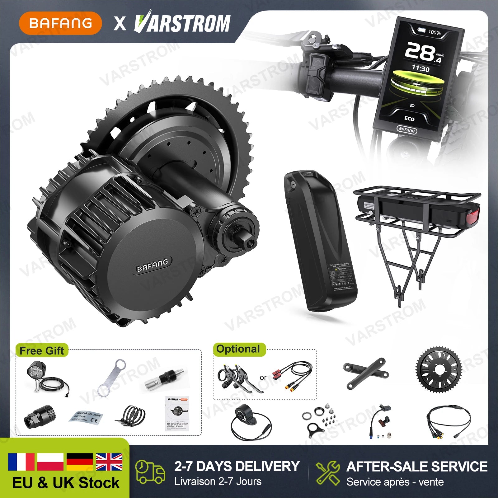 Bafang 52V 1000W BBSHD BBS03 Mid Drive Motor Peak 1450W 8Fun Electric Bike Engine Ebike Conversion with 52V20AH Lithium Battery