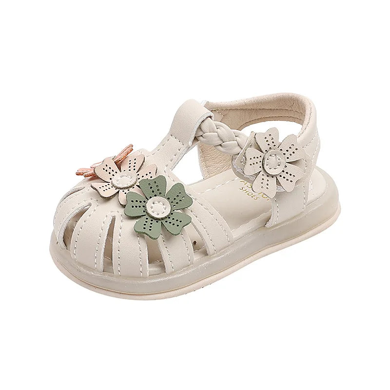 Summer Sandals New Fashion LED Light Kid Shoes Simple Versatile Retro Girl Shoe Princess Flower Lightweight Elegant Kid Sandals