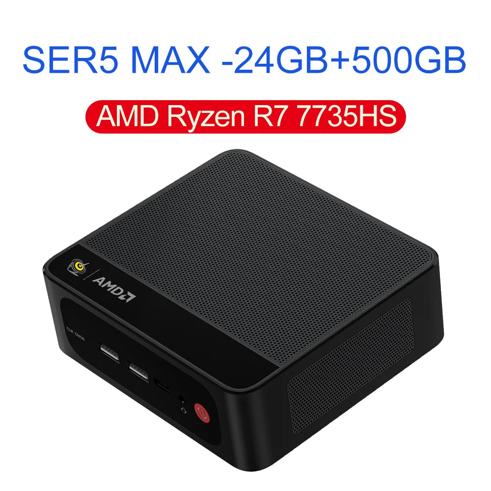 Beelink SER5 Max Mini PC AMD Ryzen7 6800U 7735HS DDR5 24GB SSD 500GB 1TB SER5 R5 5500U DDR4 16GB Support WiFi6 2.5G LAN Desktop
