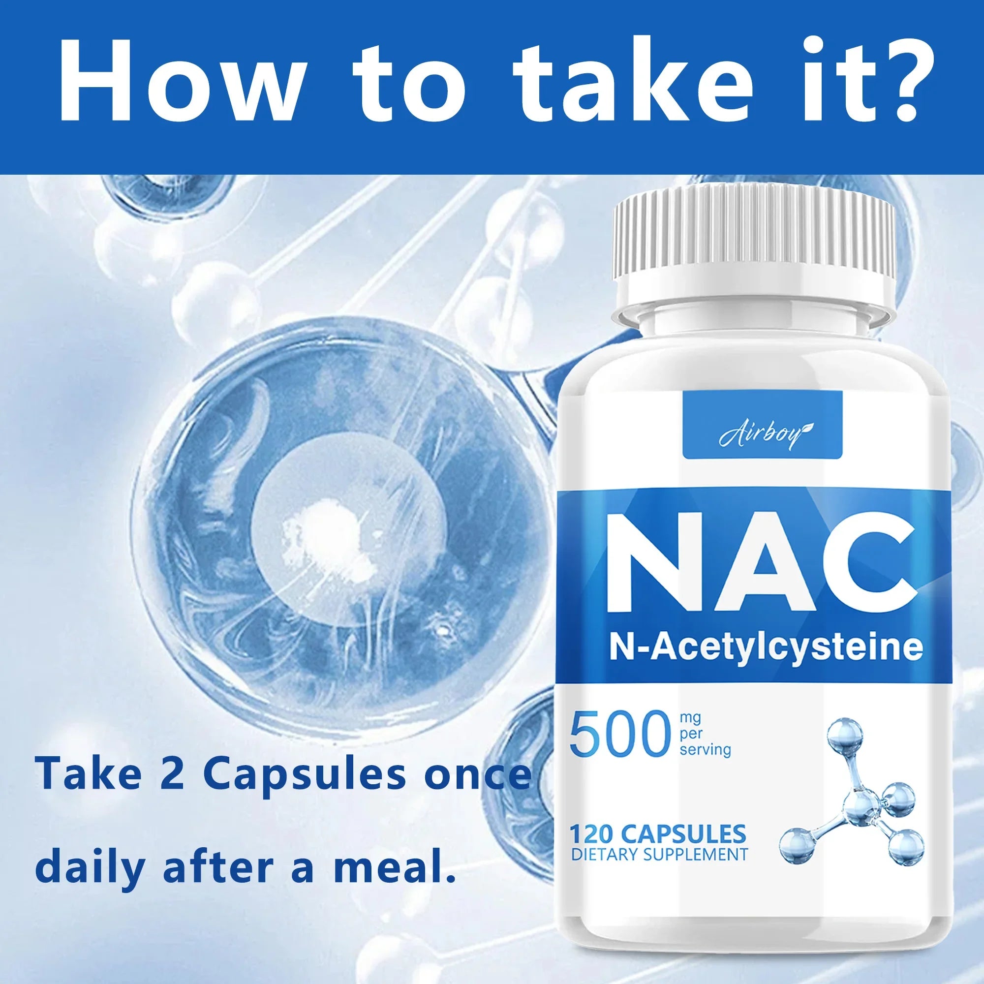 NAC Supplement - N-Acetylcysteine - Antioxidant, Promotes Liver and Kidney Detoxification, Support Skin Health - 120 Capsules