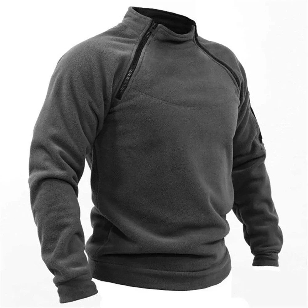 Men's Long Sleeve Tactical Hoodies Military Outdoor Pullover Zippers Pullover Fleece Windproof Thermal for Hiking Camping Army