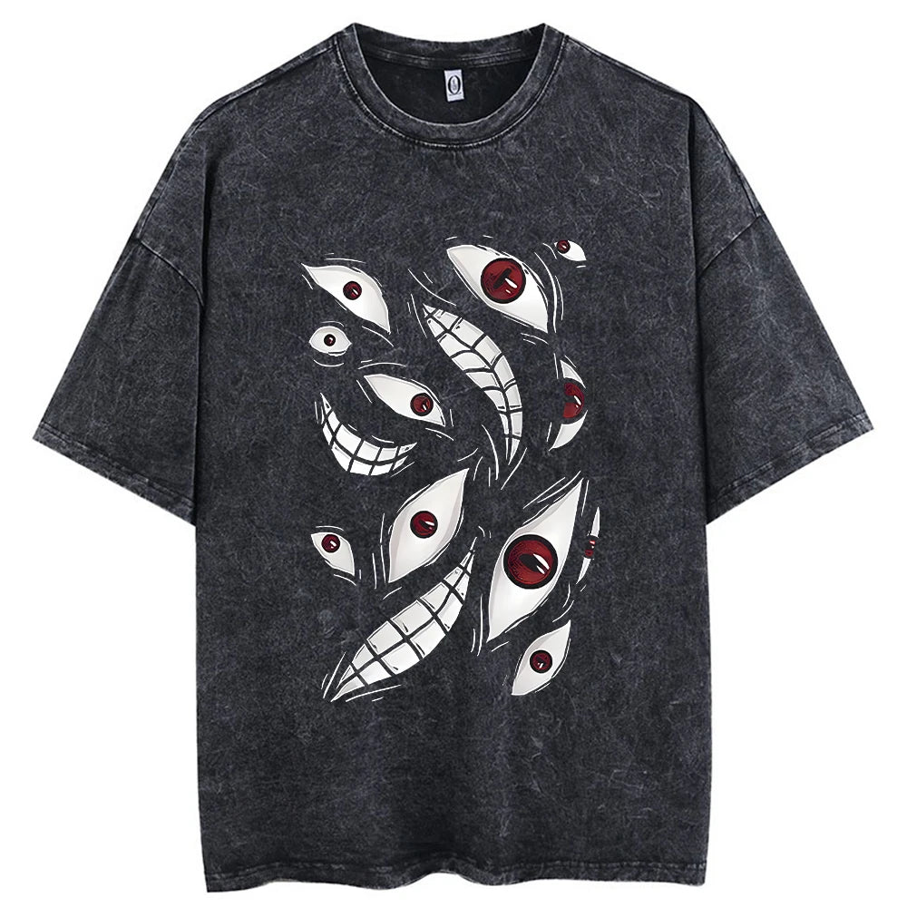 Hip Hop Men Streetwear Vintage Washed T-Shirt Anime Graphic T Shirt Men Harajuku Cotton Casual Short Sleeve Loose Vintage Tops