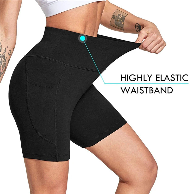 Knee Length High Waist Yoga Shorts for Women 2025 Gym Shorts Athletic Fitness Sport Jogging Trouser Gym Running Cycling short