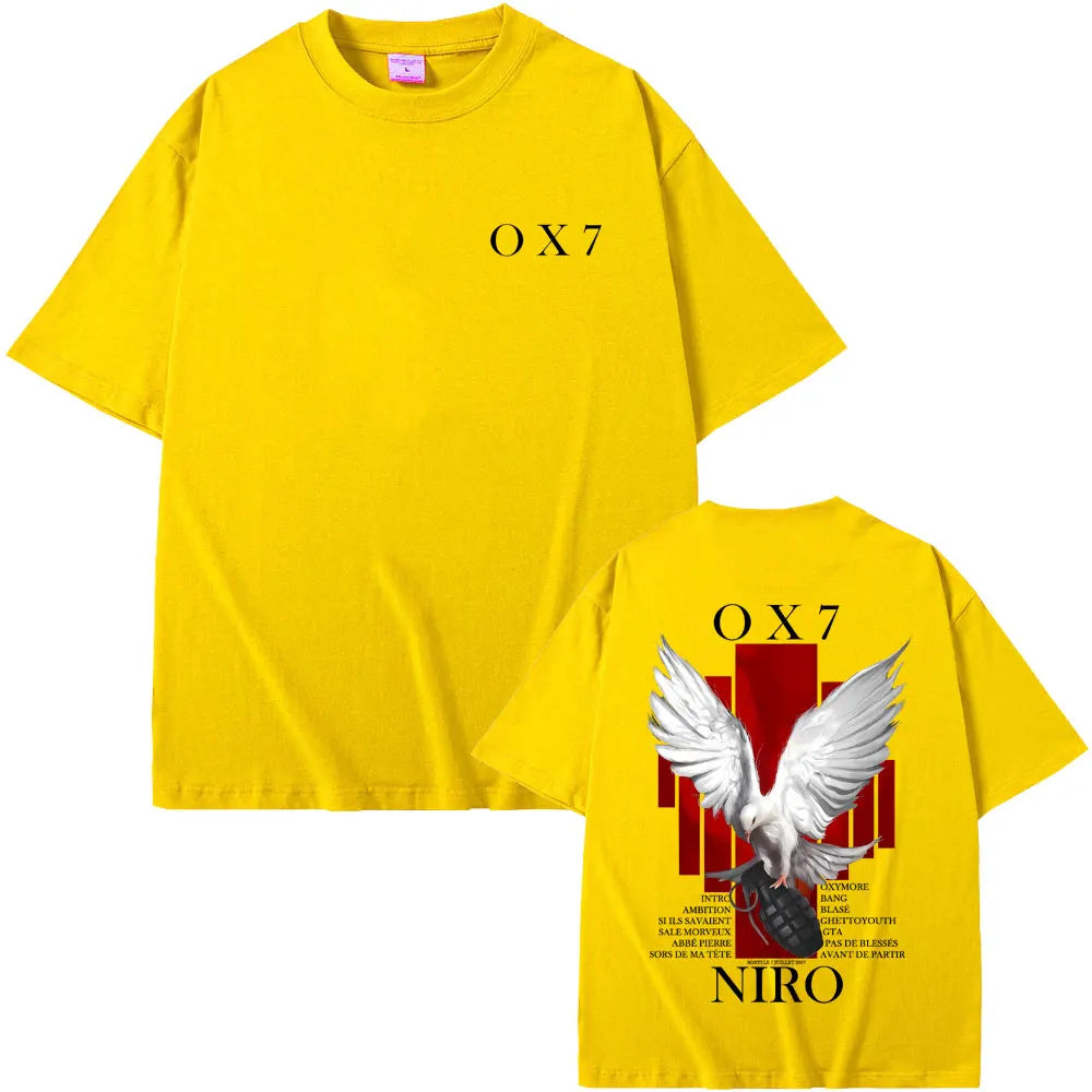 Rapper Niro OX7 Album Graphic T-shirt Men Women Hip Hop Fashion Pop Music T-shirts Male Casual Cotton Vintage T Shirt Streetwear