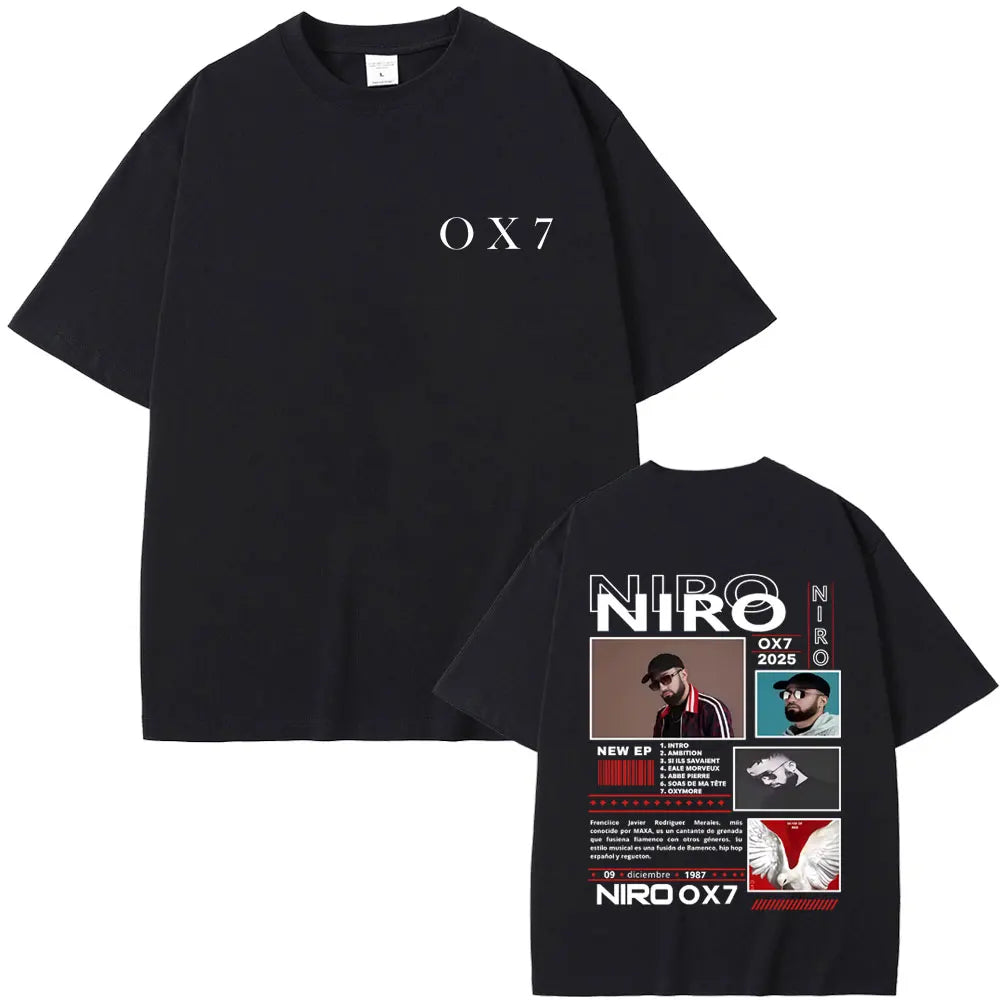 Rapper Niro OX7 Album Graphic T-shirt Men Women Hip Hop Fashion Pop Music T-shirts Male Casual Cotton Vintage T Shirt Streetwear