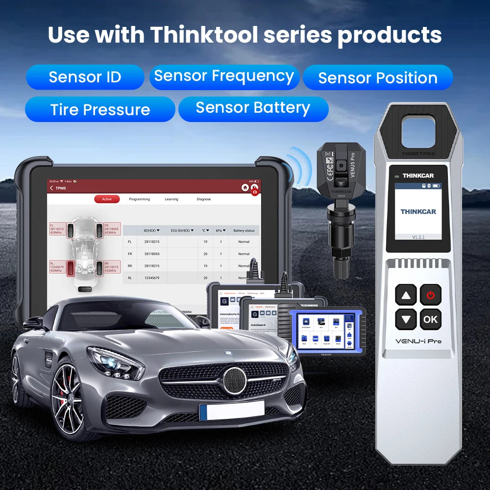 THINKCAR VENU iPro TPMS 315MHz 433MHz Car Tire Pressure Diagnosis Tool Universal Sensor Activation Programming Learning