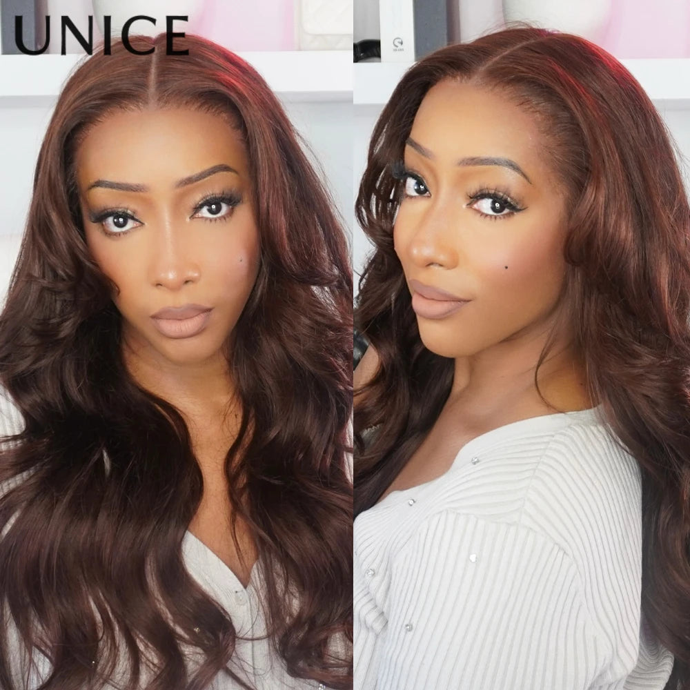 UNice Auburn Brown13x4 Pre-Everything™ Lace Frontal Loose Wave Wig With Invisi Drawstring & Face Framing Layers 150% Density