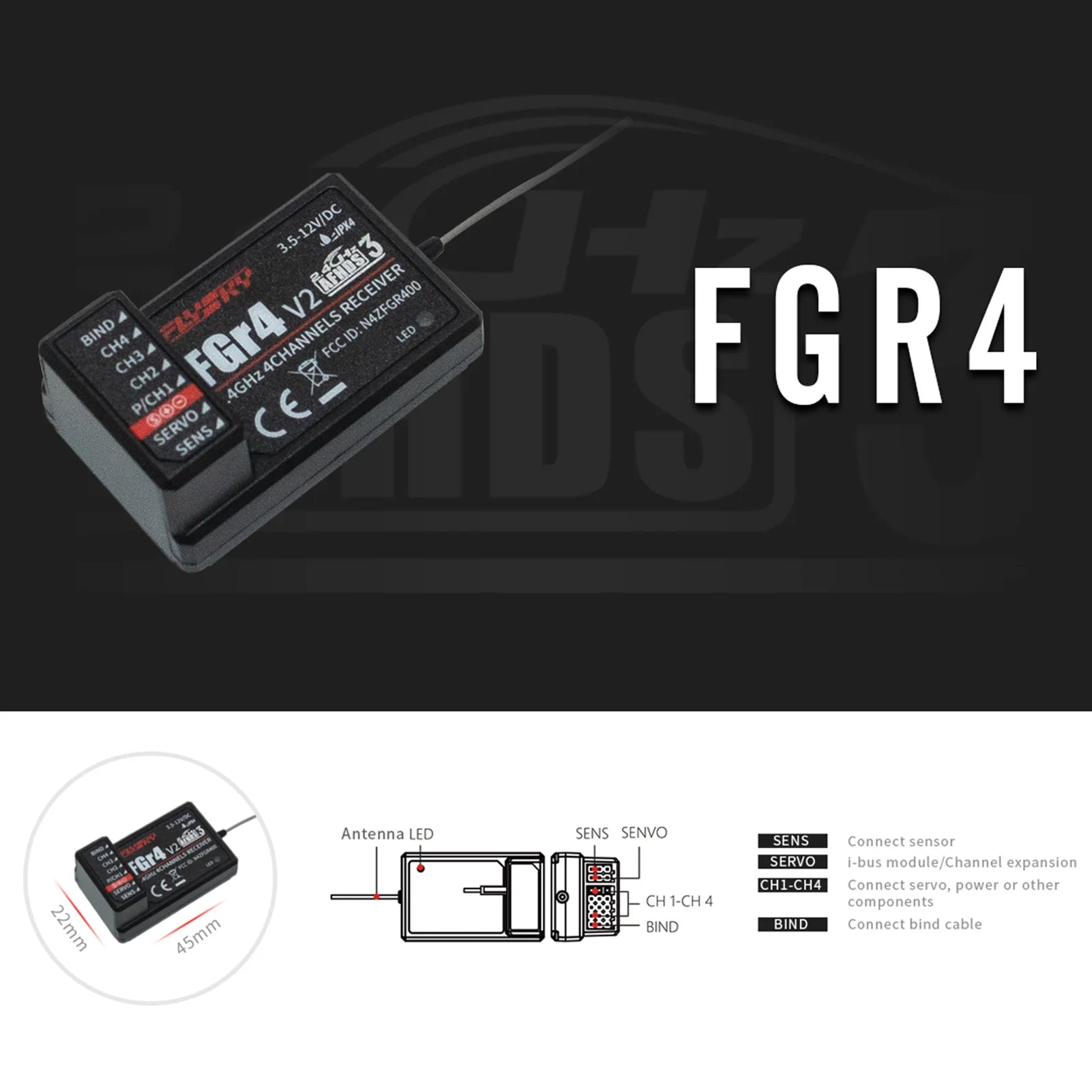Flysky Noble NB4+ 2.4G 8CH Radio Transmitter Remote Controller with FGR4S Receiver AFHDS 3 Protocol for Remote Control Car Boat