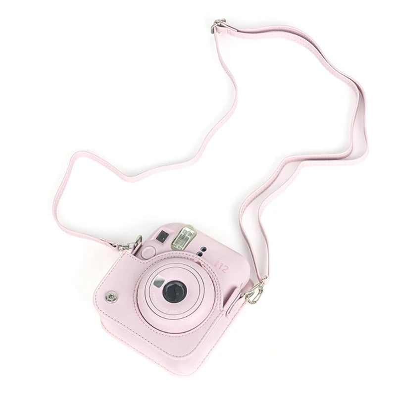 For instax Mini 12 Camera Travelling Bag PU Leather Soft Shoulder Bag For Fujifilm Film Portable Camera Bag With Shoulder Strap