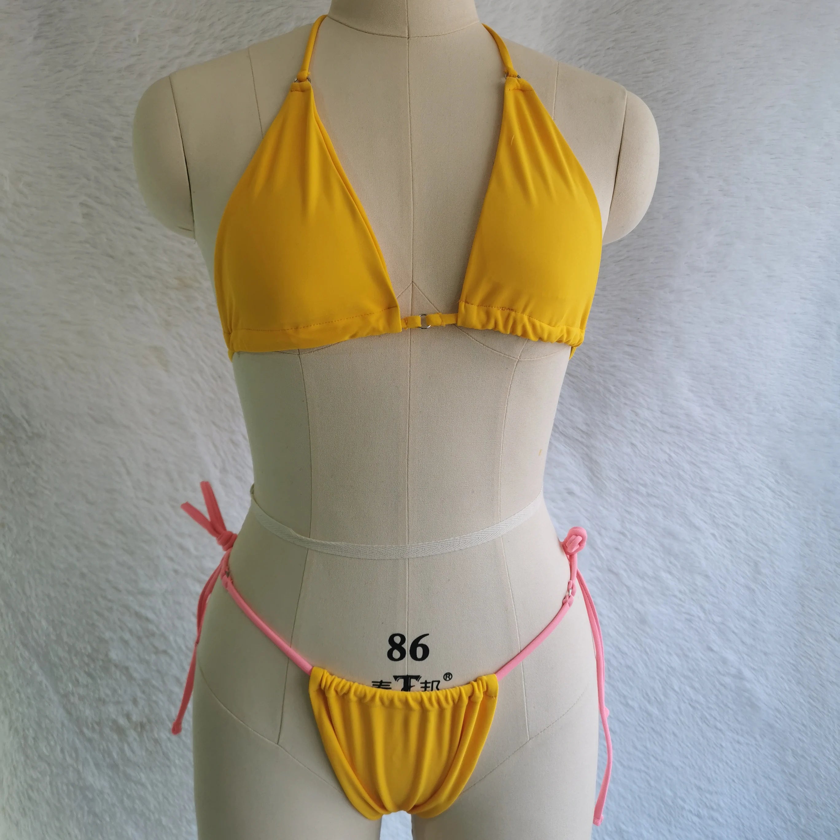Brazilian Sexy Micro Mini Thong Bikini Set String Bandage Swimwear Women Beachwear Backless Swimsuit Triangle Push Up Biqiuni