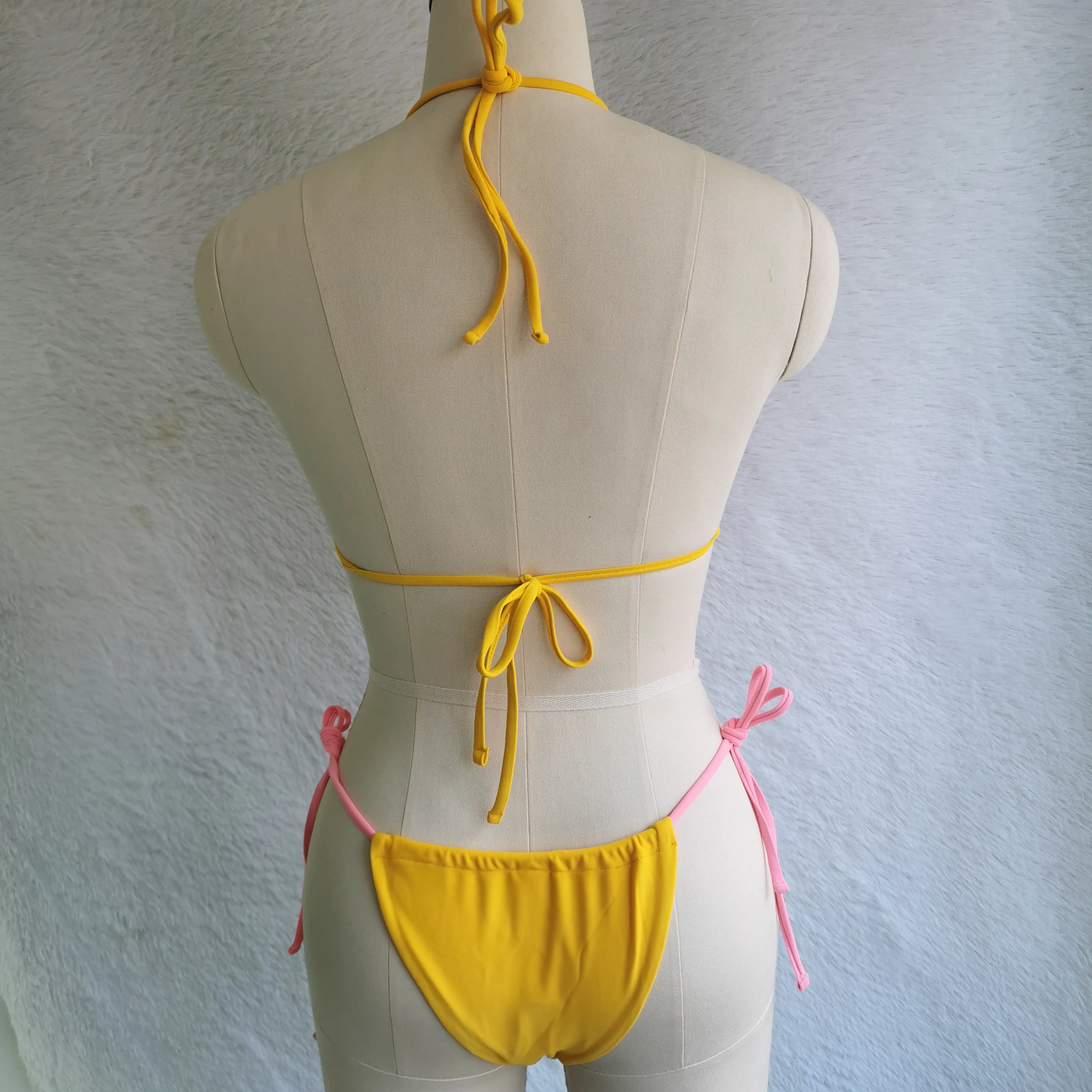 Brazilian Sexy Micro Mini Thong Bikini Set String Bandage Swimwear Women Beachwear Backless Swimsuit Triangle Push Up Biqiuni