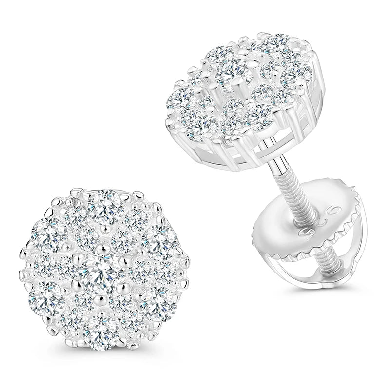 Unisex Fine Jewelry Moissanite Earrings For Women 925 Stud Earrings Moissanite D Color VVS Stud Round Flower Jewelry