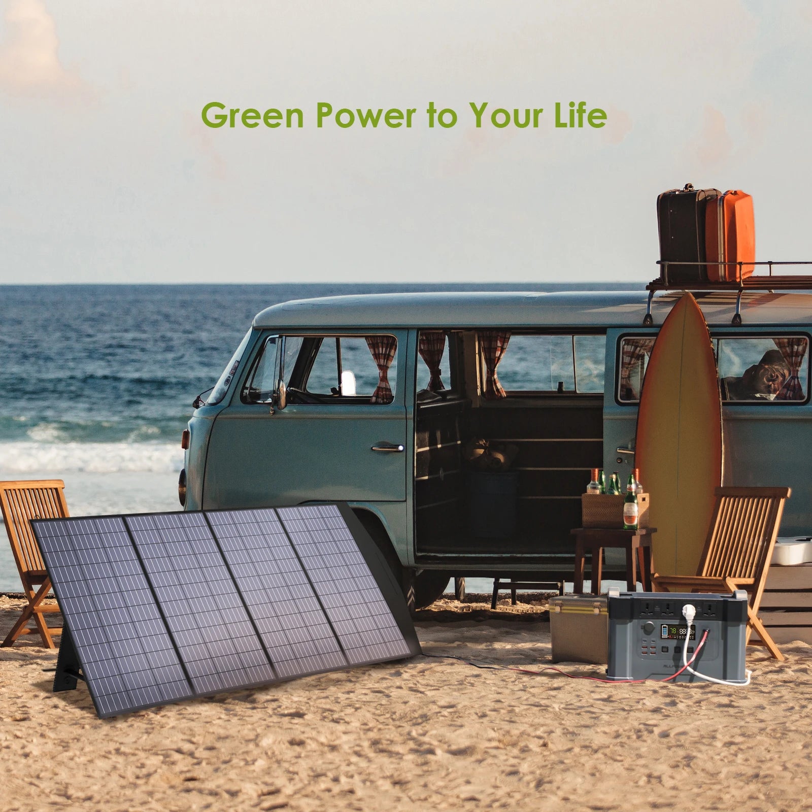 ALLPOWERS Powerstation 2400W Mobile Energy Storage Power Supply With 18V Solarpanel, 4x2400W AC Outlet,30A RV Plug,UPS Function