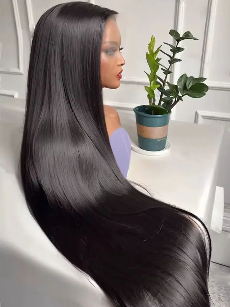 Mossily Bone Straight Wigs Human Hair 13x6 HD Lace Frontal Wig 40 42 Inch 100% Raw Hair Remy 5x5 Closure Glueless Natural Black