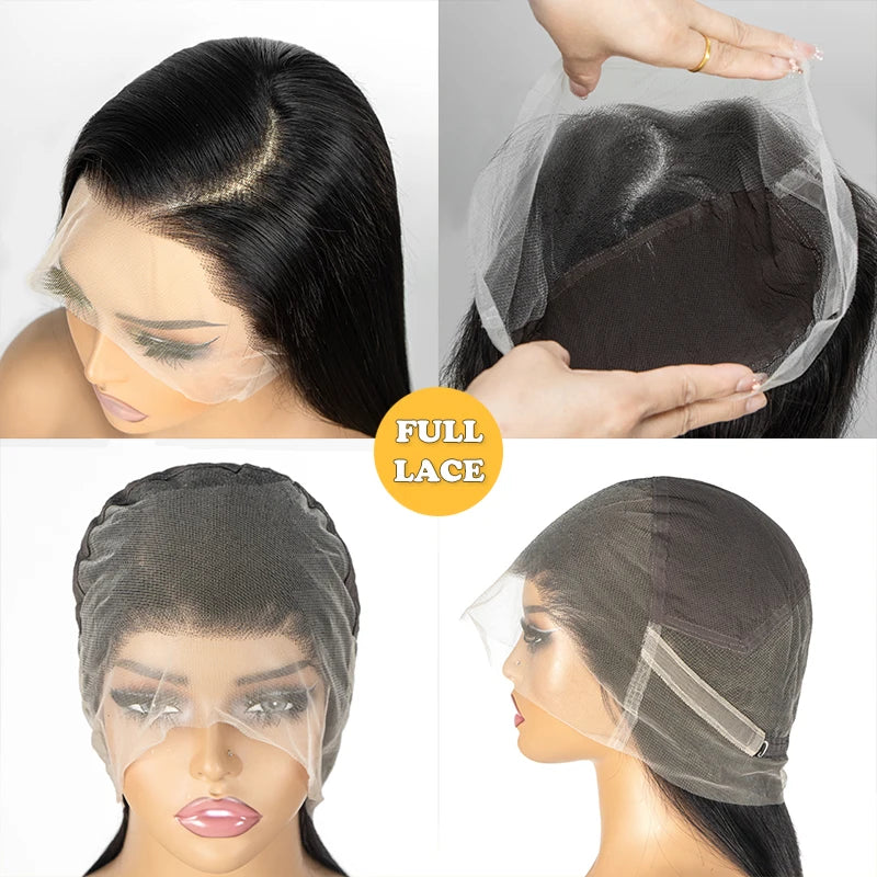 250% Full lace wig human hair wigs 100% human hair Brazilian PrePlucked hd Lace wigs 360 Straight human hair full lace wig