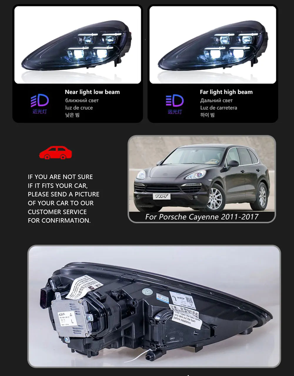 TYPY Car Accessories For Porsche Cayenne Headlights 2011-2017 958LEDMatrix Head Lamps Upgrade 2024 Style