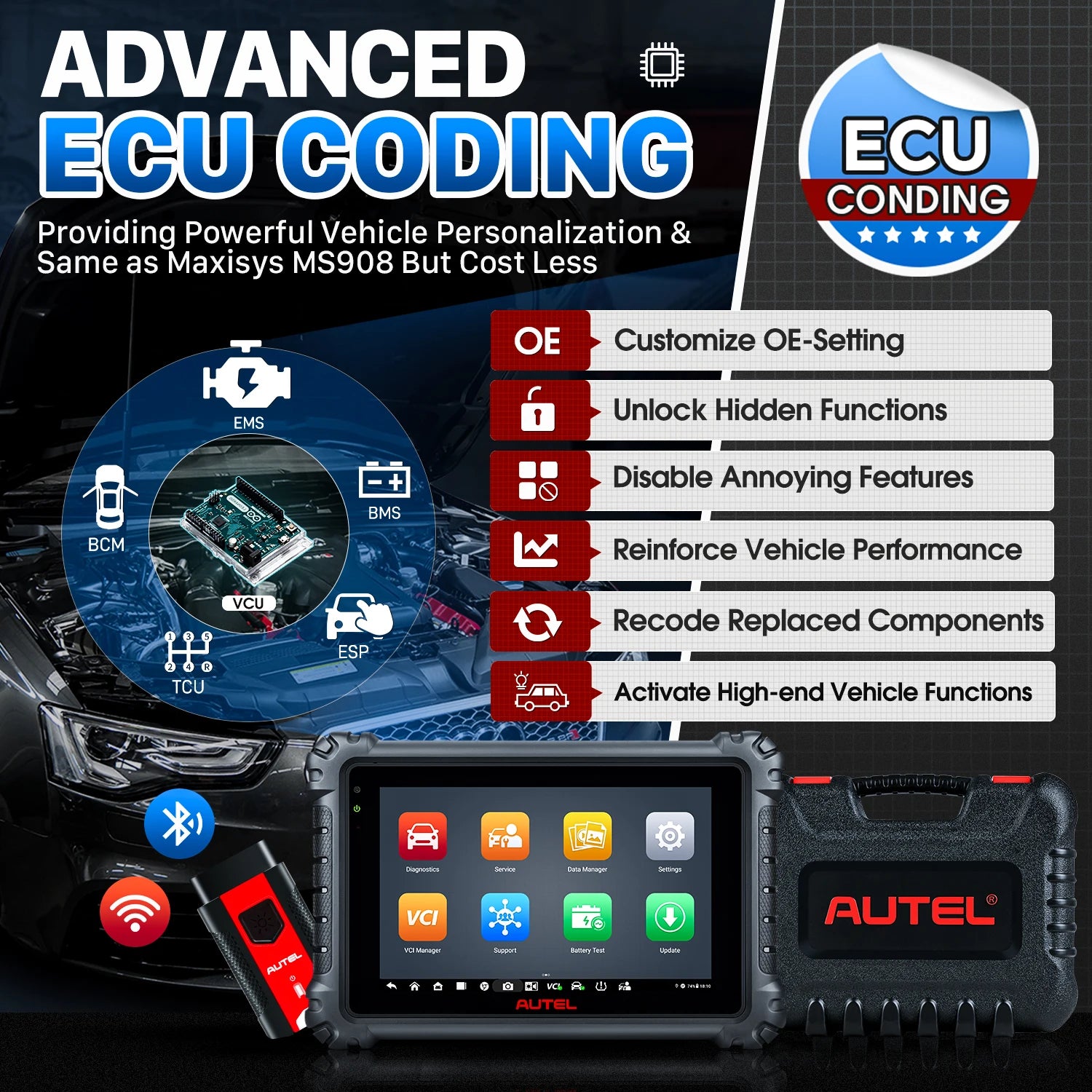 Autel MaxiCOM MK906S PRO MK906PRO Auto Diagnostic Scanner Release Diagnostic Tool OBD2 ECU Coding Diagnostic Tools PK MS906BT