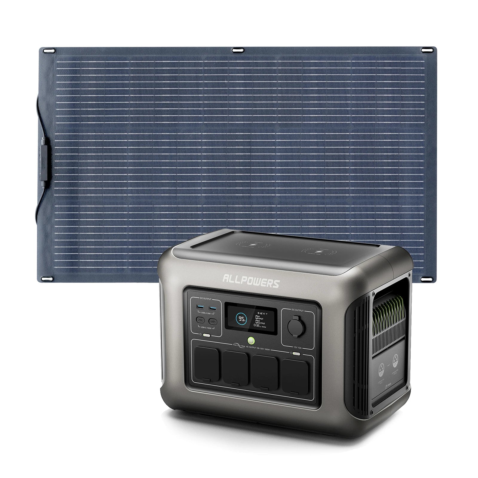 ALLPOWERS Balcony Power Plant Flexible Solarpanel Monocrystalline Solar Battery Charger with 1152Wh 1500W Powerstation