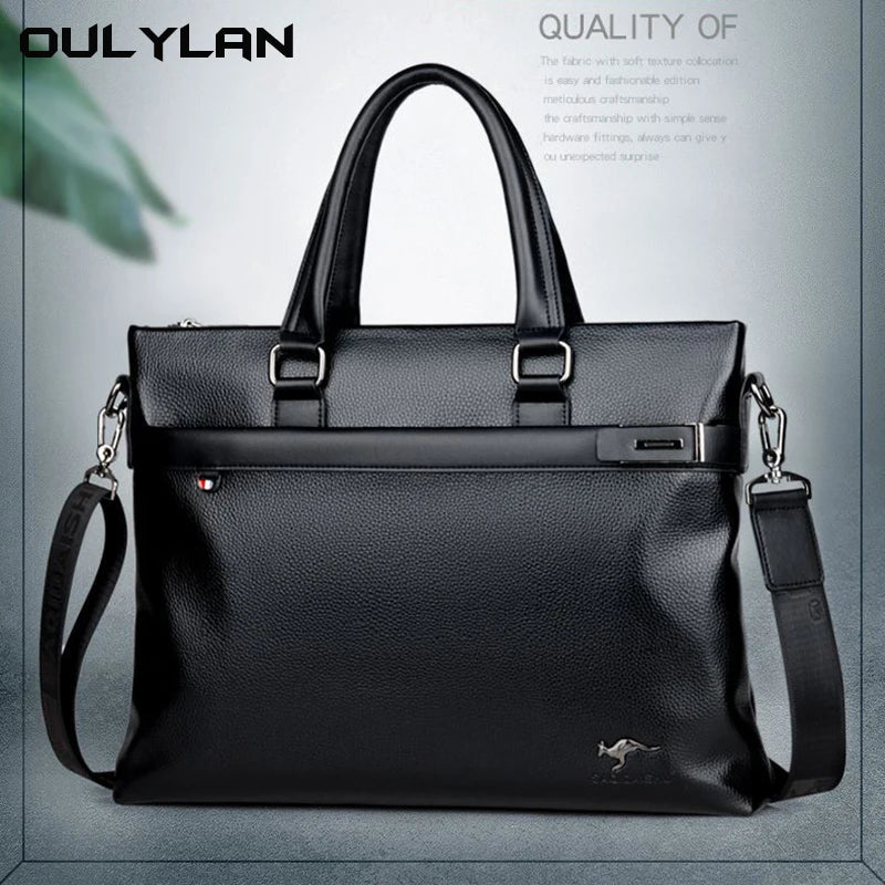 Men's Bag Genuine Leather Men Briefcase for Laptop 14 Messenger Men's Leather Bag Business Portfolio for Document A4