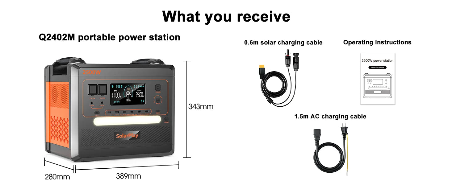 Solar Generator 2160WH 2304WH Long-life LiFePO4 Portable Power Station & 200W Solar Panel for Home Campervan Up to 2400W Output