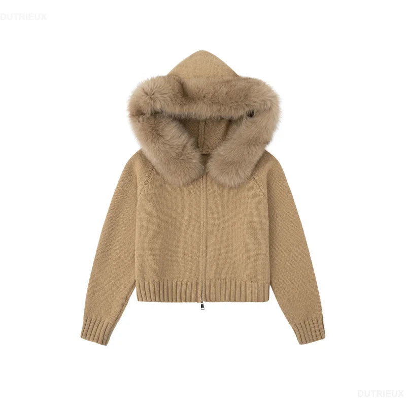 Winter Women Old Money Girl Long Sleeve Full Zip Cardigan Sweater Cuddly Hoodies Knitwear 2000s Aesthetic Korean Fashion Sweater