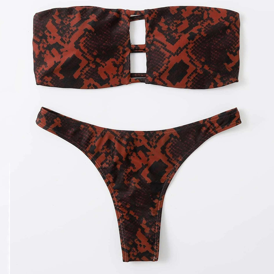 Sexy Snake Print Bikini 2023 WomenBandeau Swimsuit Swimwear Female 2 Pieces Bikinis Sets Thong Bathing Suit Brazilian Beach Wear