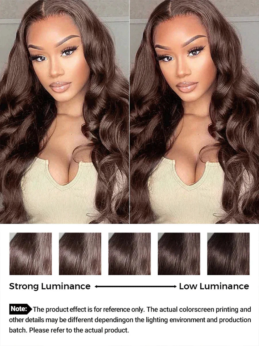 Body Wave 13x4 13x6 Chocolate Brown Lace Frontal Wigs Human Hair Pre Plucked Brazilian Brown Virgin Hair HD Front Wig For Women